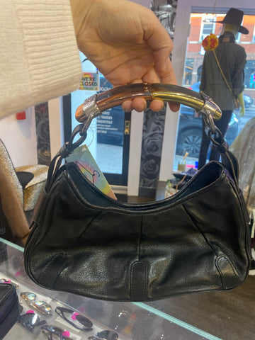 Vintage: Saint Laurent Black Leather Mini Mombasa with Mixed Metal Strap