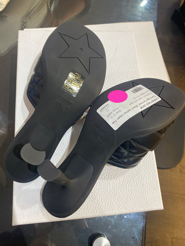 Christian Dior 'Cannage Quilted' Black leather Open Toe Mules