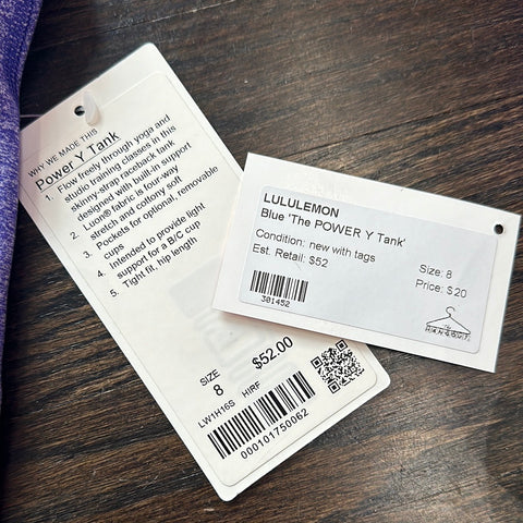 Lululemon Blue 'The POWER Y Tank'