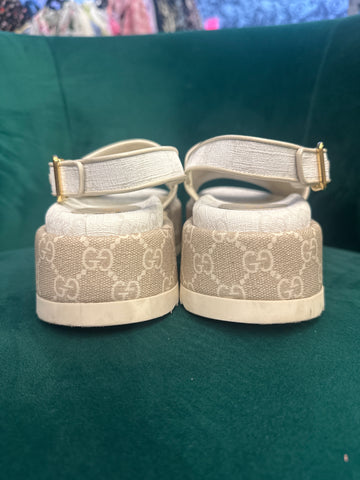 Gucci Platform Coated Canvas GG Supreme Slingback