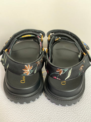 Christian Dior Black Floral Print 'DAD' Sandal