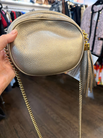 Gucci Gold Pebbled Leather Mini Soho Chain Bag