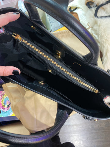 BURBERRY Black Top Handle Derby Leather Bag