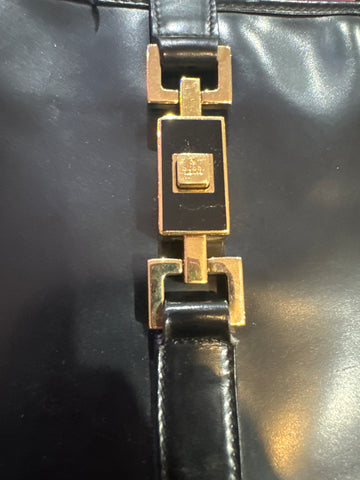 Vintage: Gucci Black Leather Jackie Bag with Gold Hardware