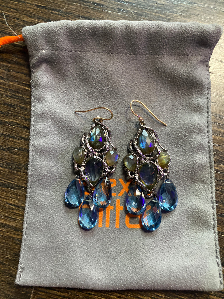 Alexis Bittar Multicolor Blues Gemstone Hanging Earring