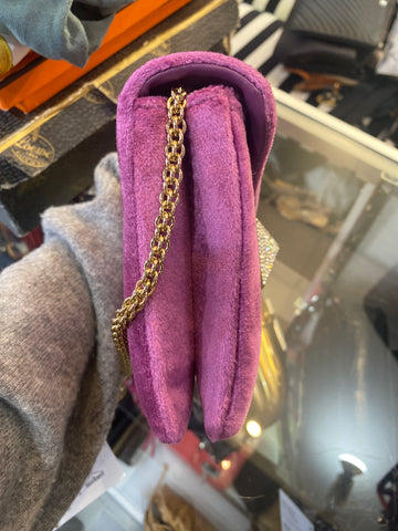 Valentino Velvet Large Crystal Rockstud Clutch