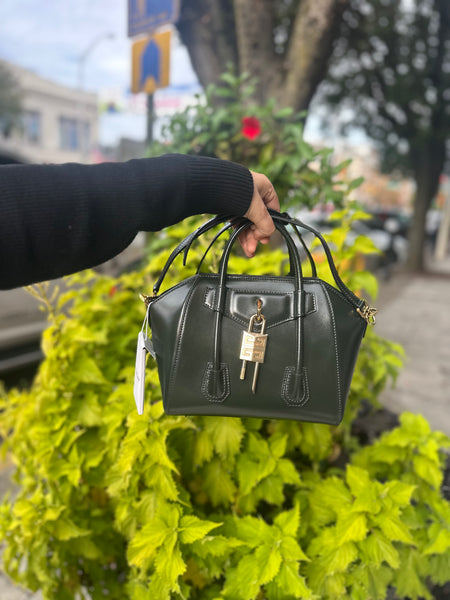 Givenchy Forest Green Antigona Lock Mini Bag with Gold Hardware