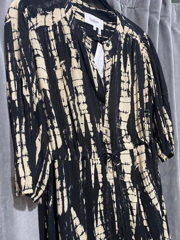 ba&sh Black and Beige Button 'KENYA' Tie Dye Dress