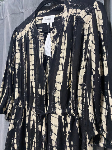 ba&sh Black and Beige Button 'KENYA' Tie Dye Dress