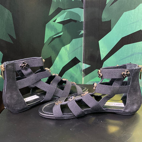 Jimmy Choo Black Elastic Embellished Gladiator Sandal 'MILANI'