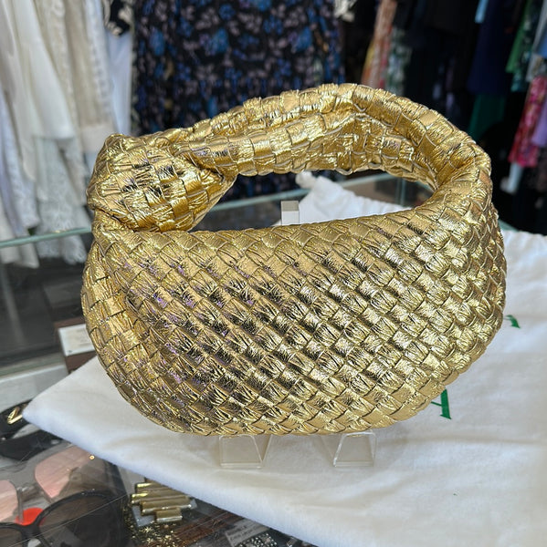 Bottega Veneta Gold Textured Metallic Jodie Mini Bag