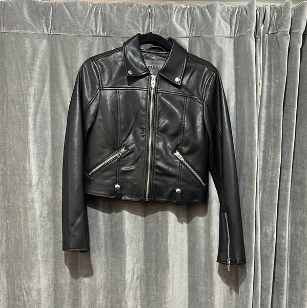 BLANKNYC Black Faux Leather Moto Jacket with Silver Hardware