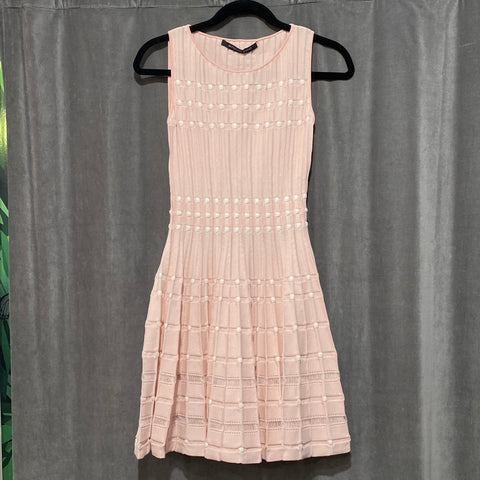 Antonino Valenti Pale Pink and white Smocked Stretch Knit Sleeveless Dress