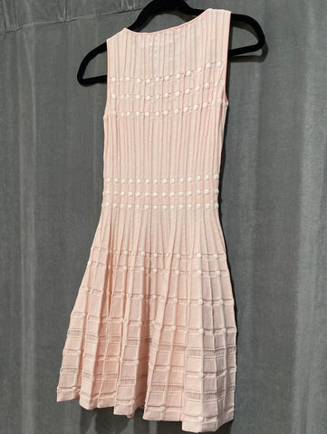 Antonino Valenti Pale Pink and white Smocked Stretch Knit Sleeveless Dress