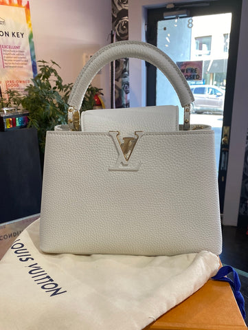 Louis Vuitton Arty Capucines BB Urs Fischer White Leather Bag with Gold Hardware