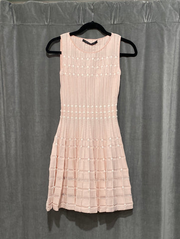 Antonino Valenti Pale Pink and white Smocked Stretch Knit Sleeveless Dress