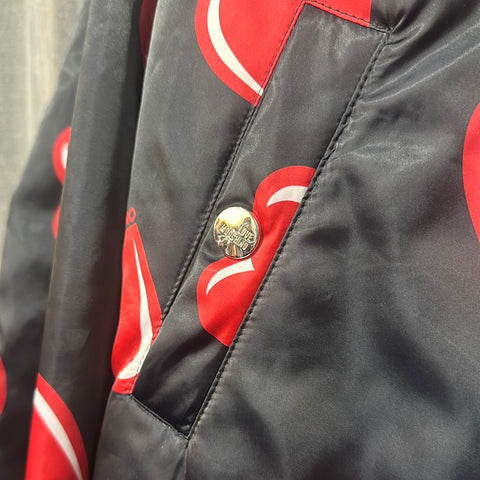 LOVE MOSCHINO Black Bomber Zip Jacket with Red Hearts