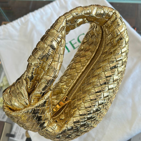 Bottega Veneta Gold Textured Metallic Jodie Mini Bag