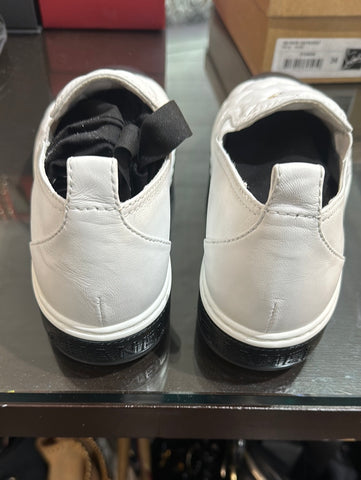 Chanel White Quilted Leather Rubber Bottom Slip on with Black Toe