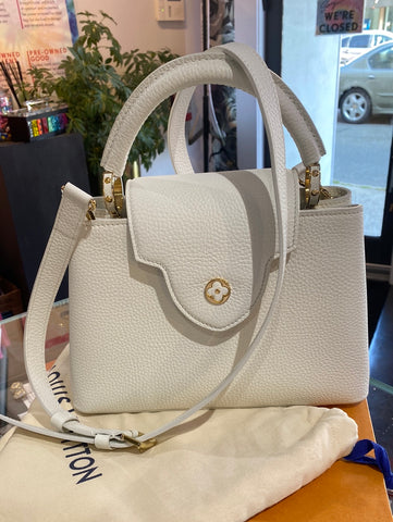 Louis Vuitton Arty Capucines BB Urs Fischer White Leather Bag with Gold Hardware