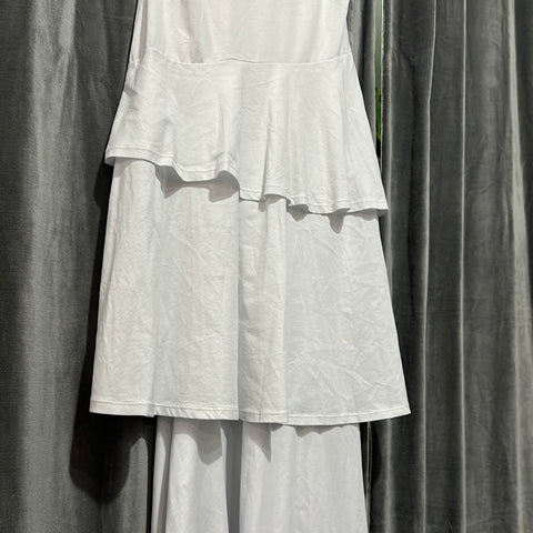 Rebecca Taylor White Sleeveless Asymmetrical Ruffle Maxi Dress