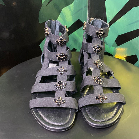 Jimmy Choo Black Elastic Embellished Gladiator Sandal 'MILANI'