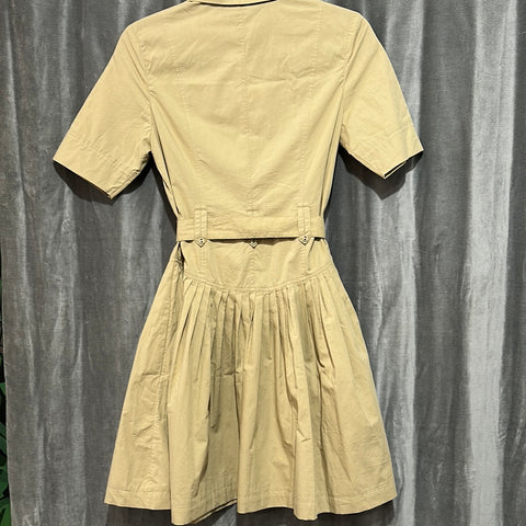 Ulla Johnson Short Sleeved Khaki Collared Button Down Flare Dress