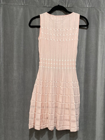 Antonino Valenti Pale Pink and white Smocked Stretch Knit Sleeveless Dress