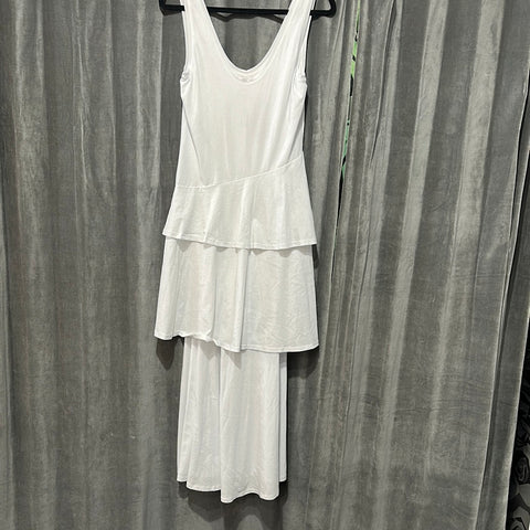 Rebecca Taylor White Sleeveless Asymmetrical Ruffle Maxi Dress