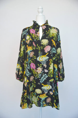 Vilshenko Black Floral Print Dress