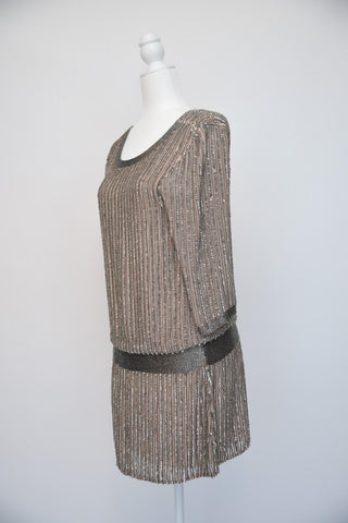Parker Sequin/Beaded Silver Dress