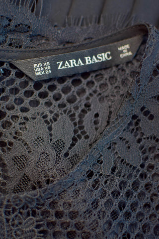 Zara Black Lace Pleated Midi Dress The Hangout Zara Black Lace Pleated Midi Dress The Hangout