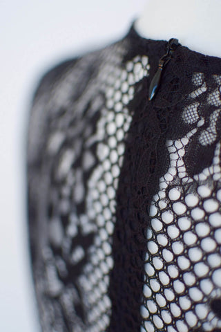 Zara Black Lace Pleated Midi Dress