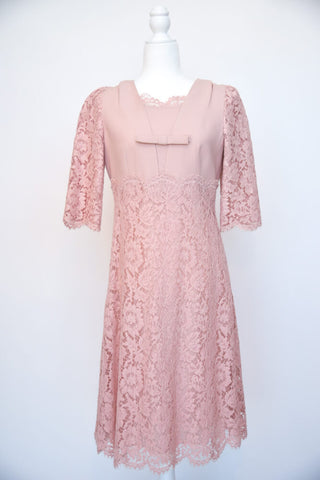 Valentino Blush Colored Lace and Wool Dress