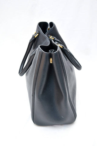 Prada Top Handle Black Leather Bag with Gold Hardware