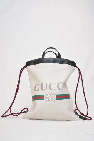 Gucci White Leather Backpack