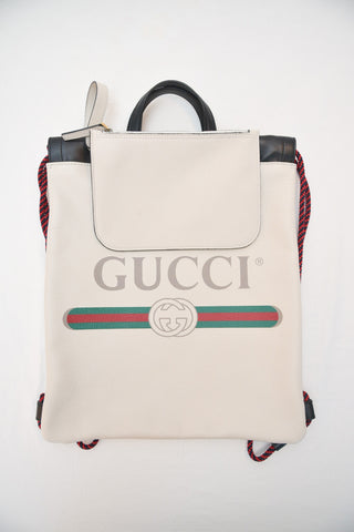 Gucci White Leather Backpack