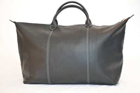 Longchamp Black Leather Top Handle Duffle