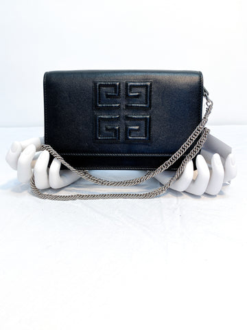 Givenchy Black Leather Wallet on a Chain with Silver Hardware 4 G