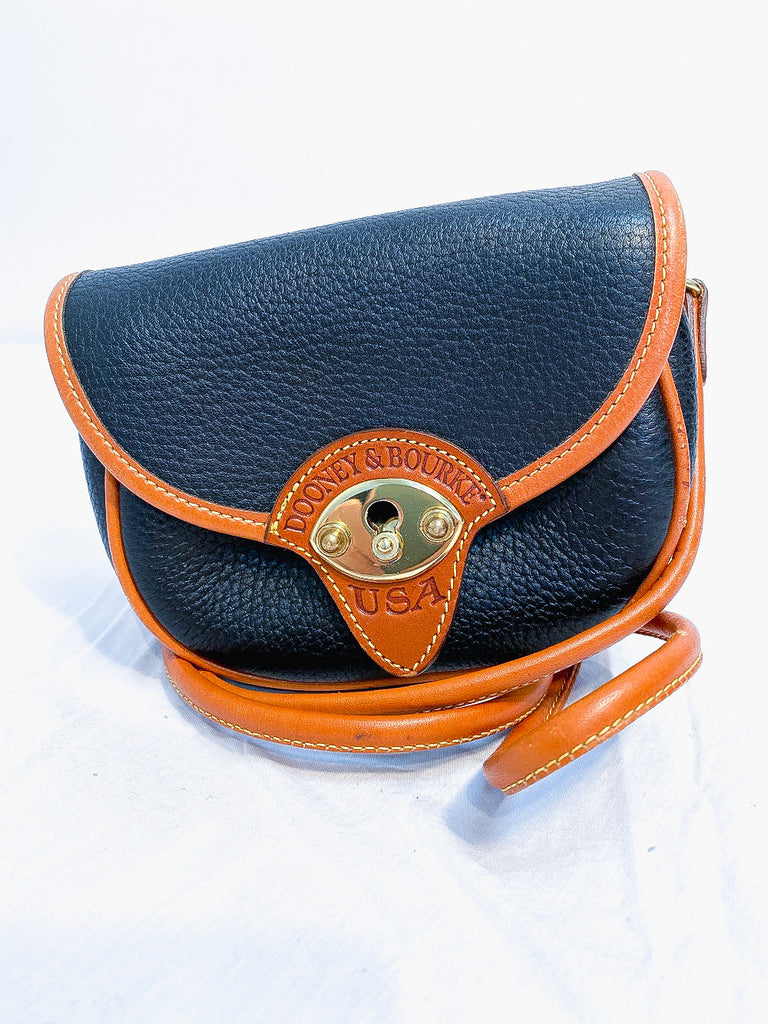 Dooney Bourke Black and Brown Cross Body Leather Micro