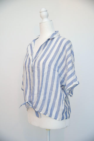 Rails Cropped Striped Short Sleeve Button Down