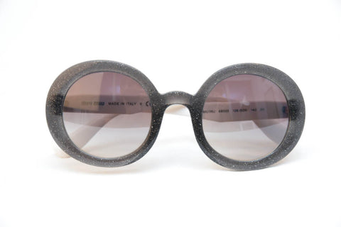 Miu Miu Smoke Glitter Round Frame Sunglasses