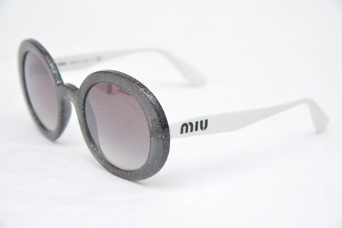 Miu Miu Smoke Glitter Round Frame Sunglasses