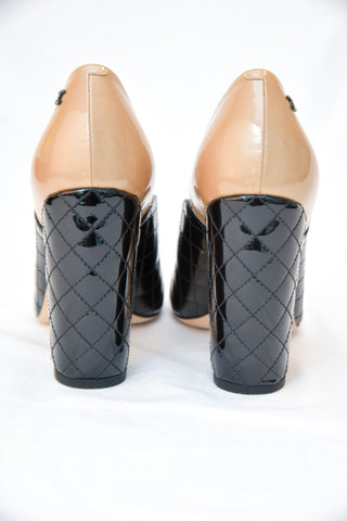 Chanel Patent Leather Two Toned Quilted Heel