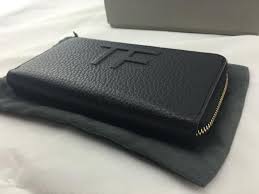 Tom Ford Leather Zip Around Wallet with Silver Hardware