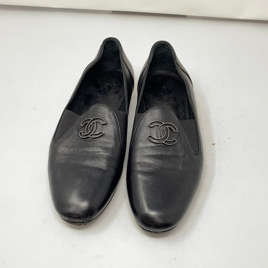 Chanel Black CC Leather Loafer