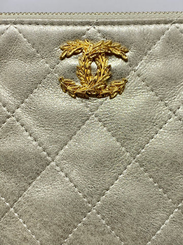 Chanel Metallic Gold O' Case with  Gold Textured CC