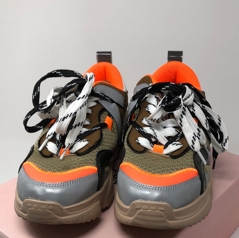 Essentiel ANTWERP WANNA Sneakers in Browns and Neon Orange
