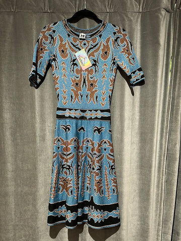 MISSONI Medium Bloue and Navy Design A Line Knit Dress