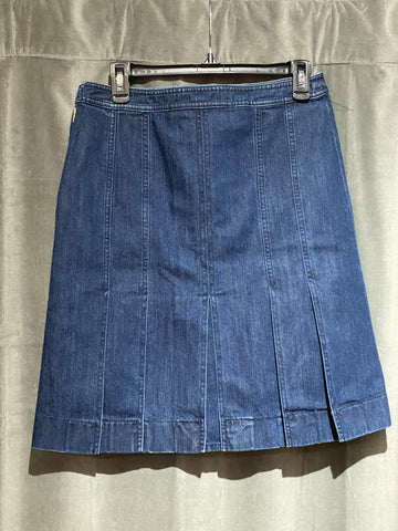Michael Kors Collection Dark Blue Denim Skirt with Flaps